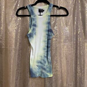 Bandier x WSLY Rivington Ribbed Tank Cream Winter Tie Dye XS NWOT